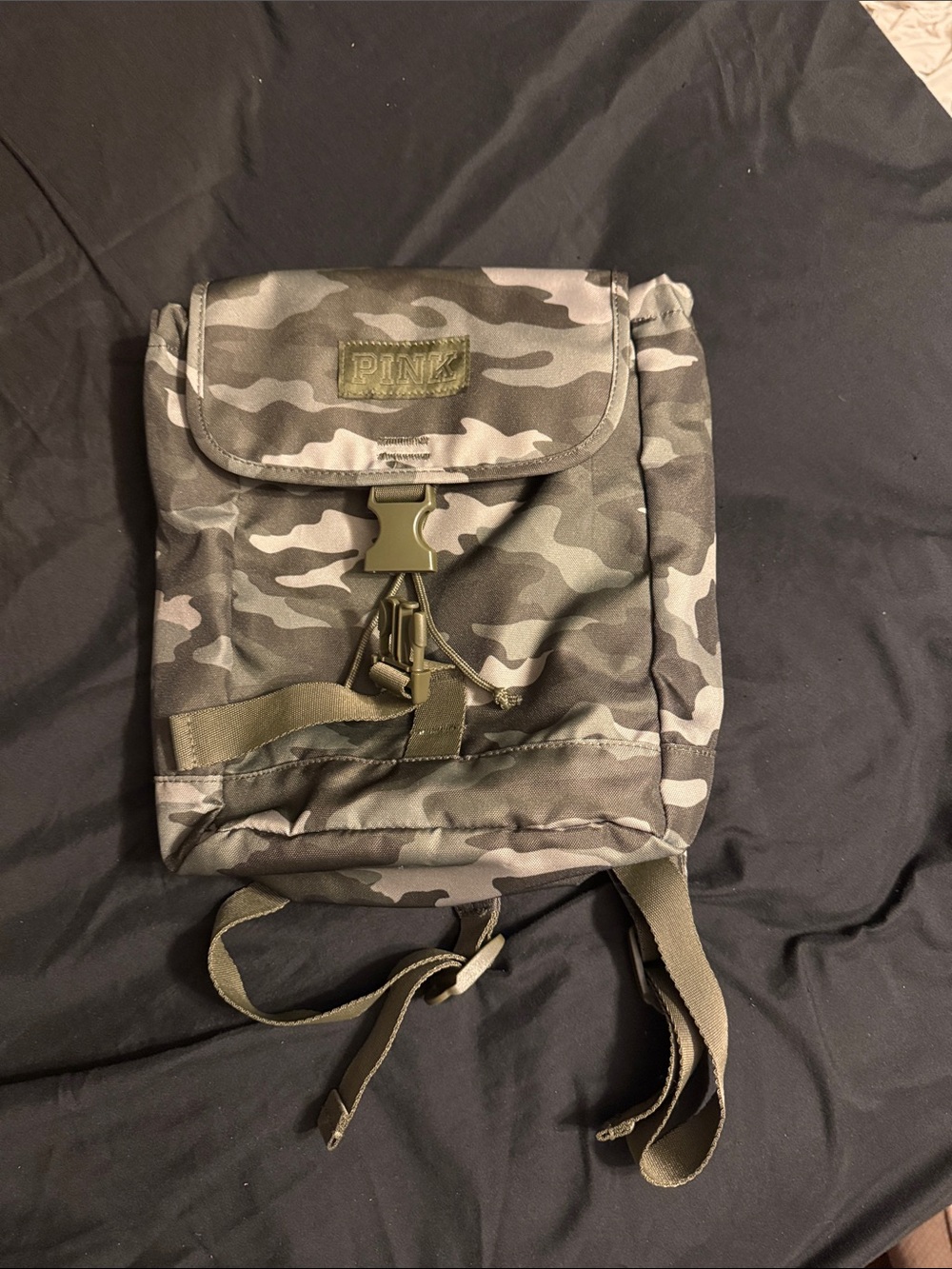 PINK Victoria's Secret Men's Camo Backpack in Olive Green and Gray
